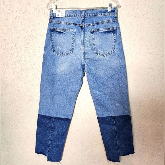 Zara TRF IX'D Maker Destroyed Raw Hem High Rise Jeans Size 6 - Picture 2 of 9